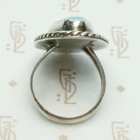 Navette Turquoise Ring with Double Rope Detail