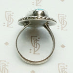 Navette Turquoise Ring with Double Rope Detail