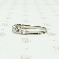 1930s White Gold Band with Deco Details, side view