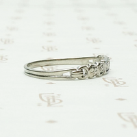 1930s White Gold Band with Deco Details, side detail