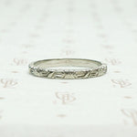 Bright White Gold Leaves and Flowers Band, profile view.
