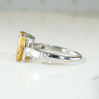 Majestic Imperial Topaz in Diamond Set Platinum Ring