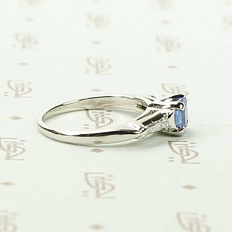 Cornflower Blue Antique Sapphire in 1940's Platinum