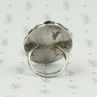 Bold Floral Turquoise and Silver Ring