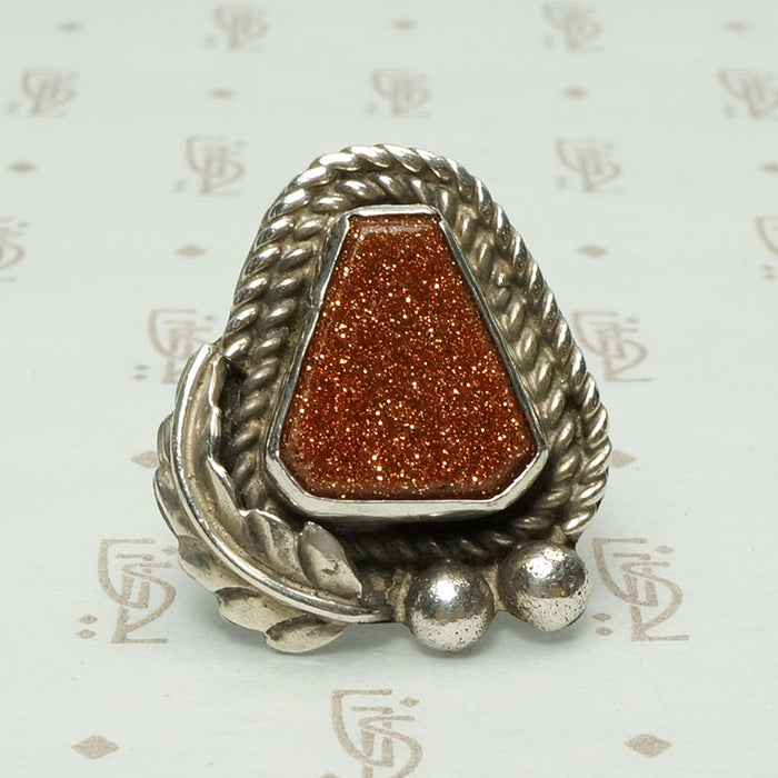 Glittering Goldstone Hand Made Ring
