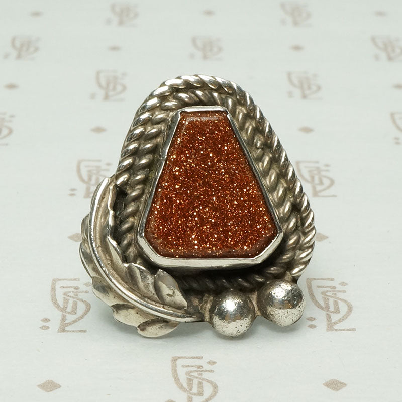 Glittering Goldstone Hand Made Ring