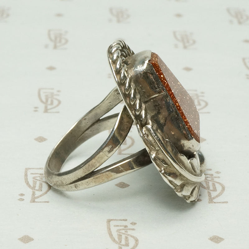Glittering Goldstone Hand Made Ring