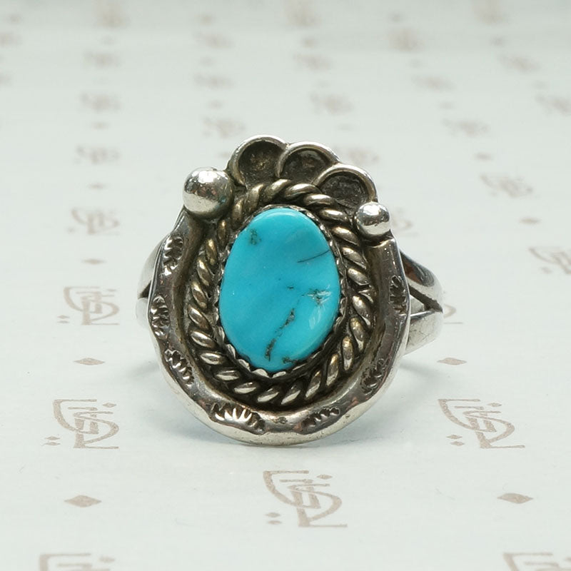 Sleeping Beauty Turquoise in Ornate Silver Ring