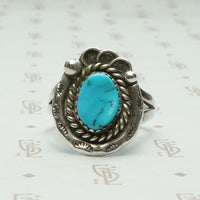 Sleeping Beauty Turquoise in Ornate Silver Ring