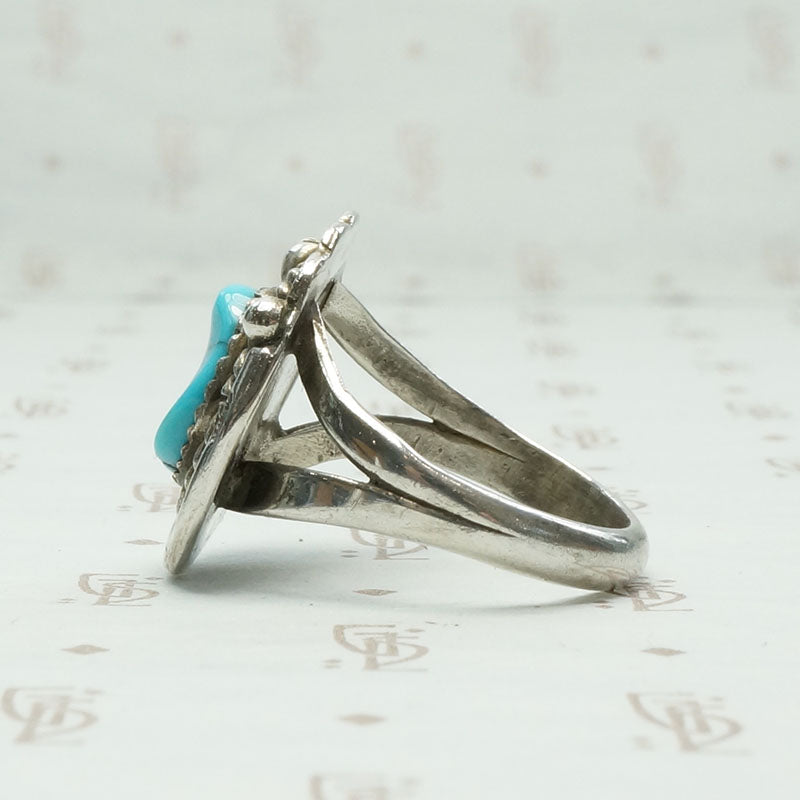 Sleeping Beauty Turquoise in Ornate Silver Ring
