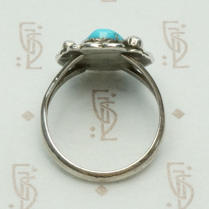 Sleeping Beauty Turquoise in Ornate Silver Ring