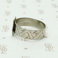 Victorian Hand Worked Silver Signet Ring, side view
