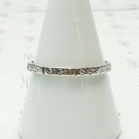 Faceted Engraved Mens Band in White Gold