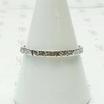Faceted Engraved Mens Band in White Gold