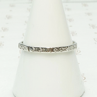 Faceted Engraved Mens Band in White Gold
