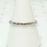 Faceted Engraved Mens Band in White Gold