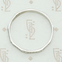 Faceted Engraved Mens Band in White Gold