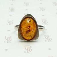 Modernist Amber Ring in Sterling Silver