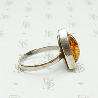 Modernist Amber Ring in Sterling Silver