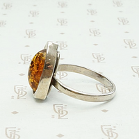 Modernist Amber Ring in Sterling Silver