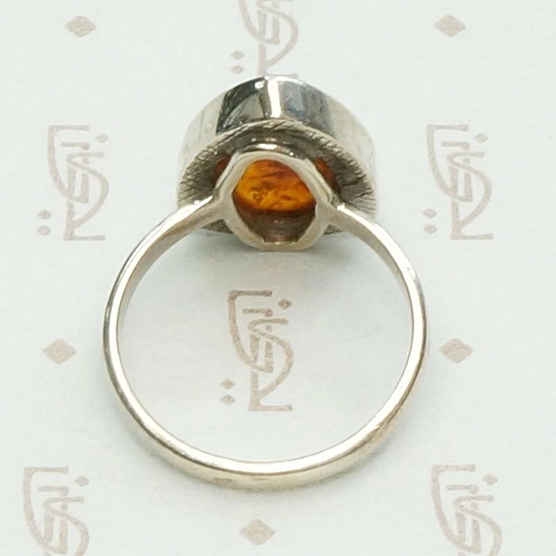 Modernist Amber Ring in Sterling Silver