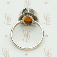 Modernist Amber Ring in Sterling Silver