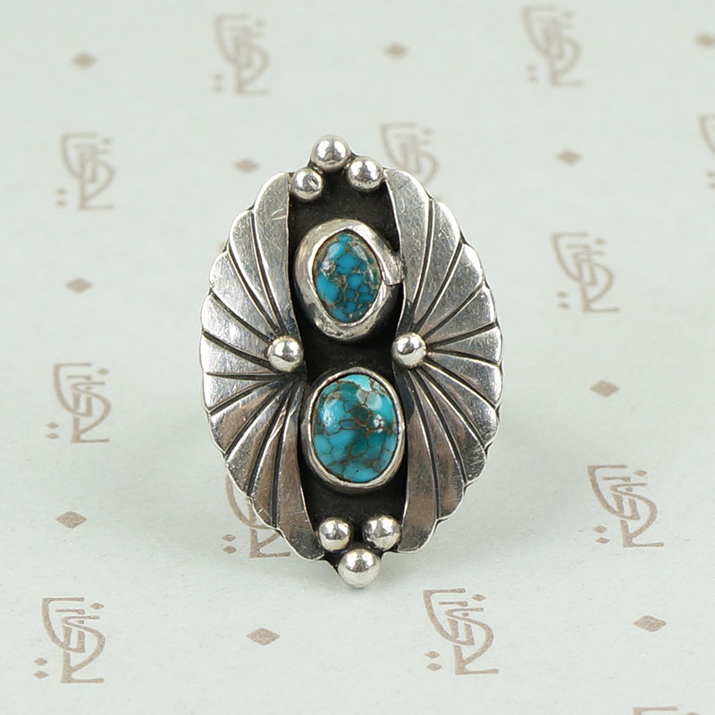 Dramatic Sterling Silver and Turquoise Ring