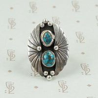 Dramatic Sterling Silver and Turquoise Ring