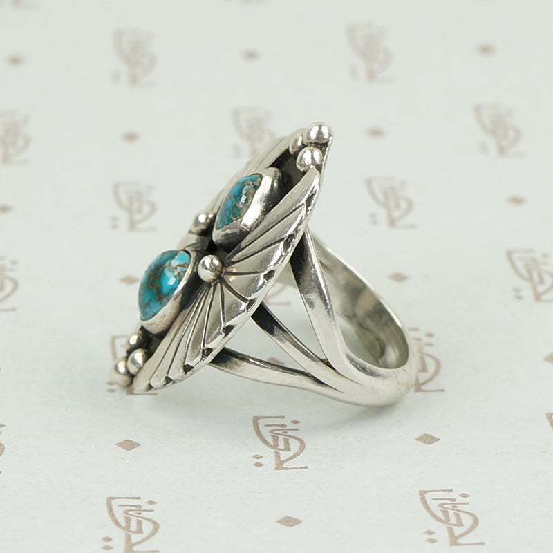 Dramatic Sterling Silver and Turquoise Ring
