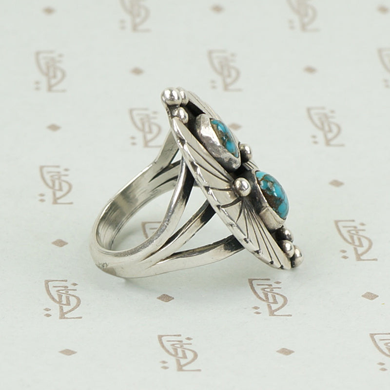 Dramatic Sterling Silver and Turquoise Ring