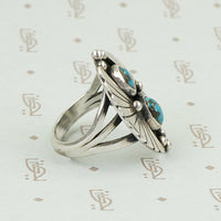 Dramatic Sterling Silver and Turquoise Ring