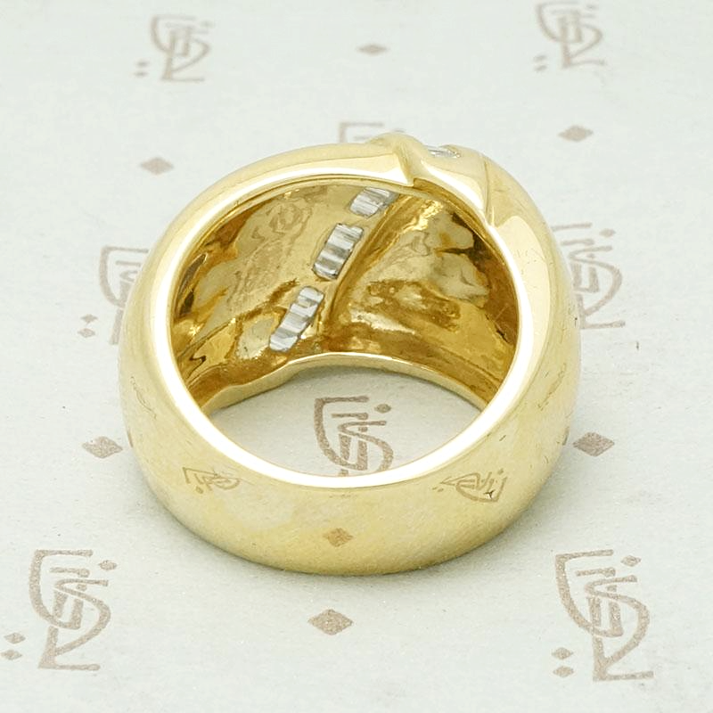 1980s Bright Gold & Baguette Statement Ring