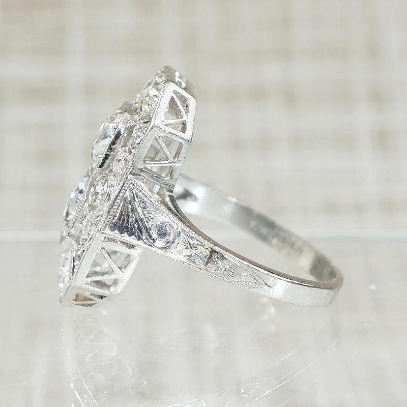 Stunning Edwardian Platinum & Diamond Panel Ring