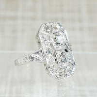 Stunning Edwardian Platinum & Diamond Panel Ring