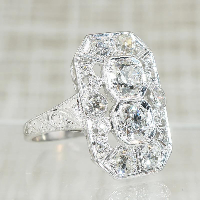 Stunning Edwardian Platinum & Diamond Panel Ring