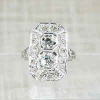 Stunning Edwardian Platinum & Diamond Panel Ring