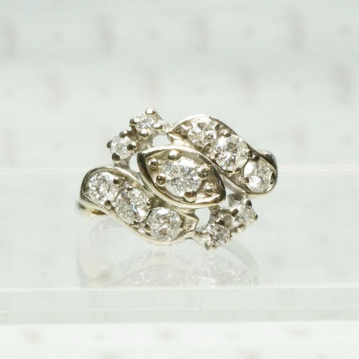 Paisley Diamond Ring in White Gold