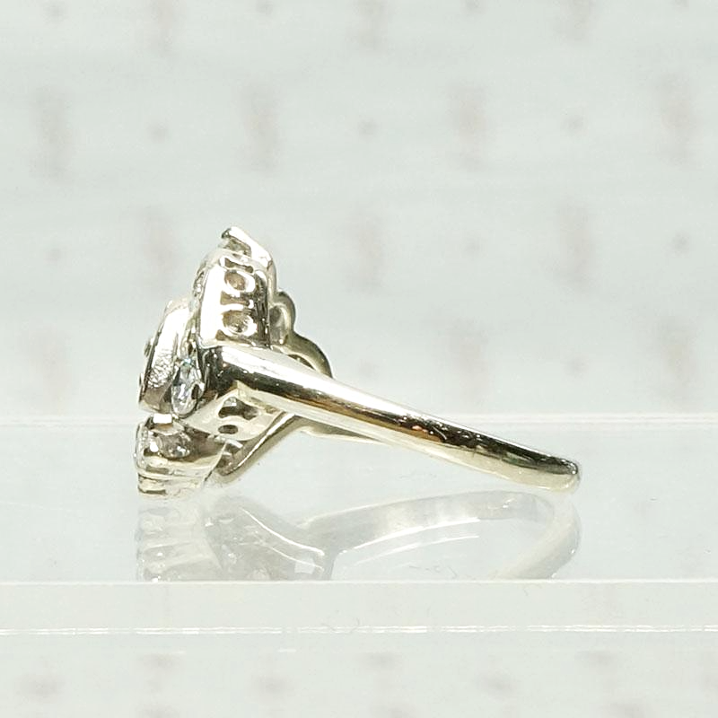 Paisley Diamond Ring in White Gold, side view