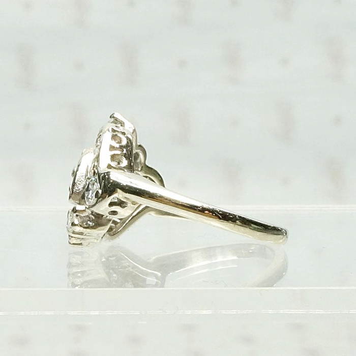 Paisley Diamond Ring in White Gold, side view