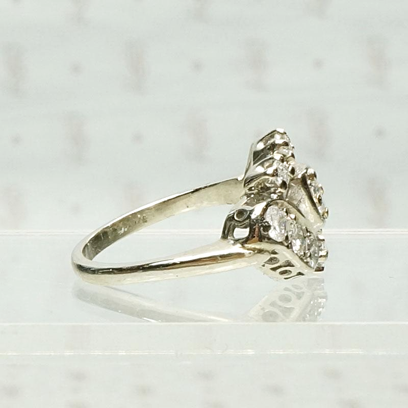Paisley Diamond Ring in White Gold, side view