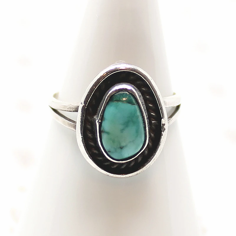 Summery Blue Turquoise in Vintage Silver Ring