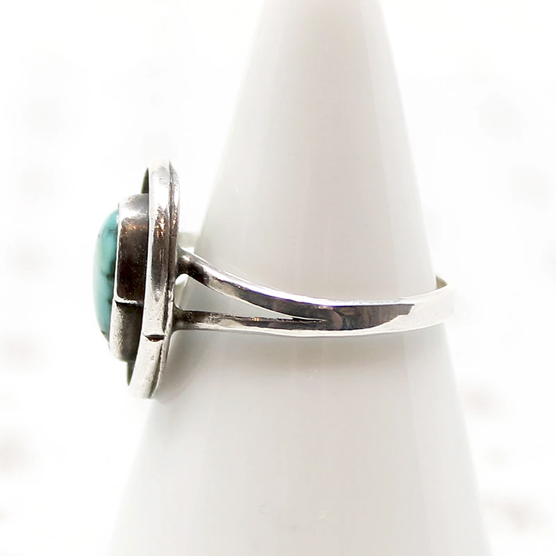 Summery Blue Turquoise in Vintage Silver Ring