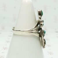 Deep Green Turquoise Petit Point Ring