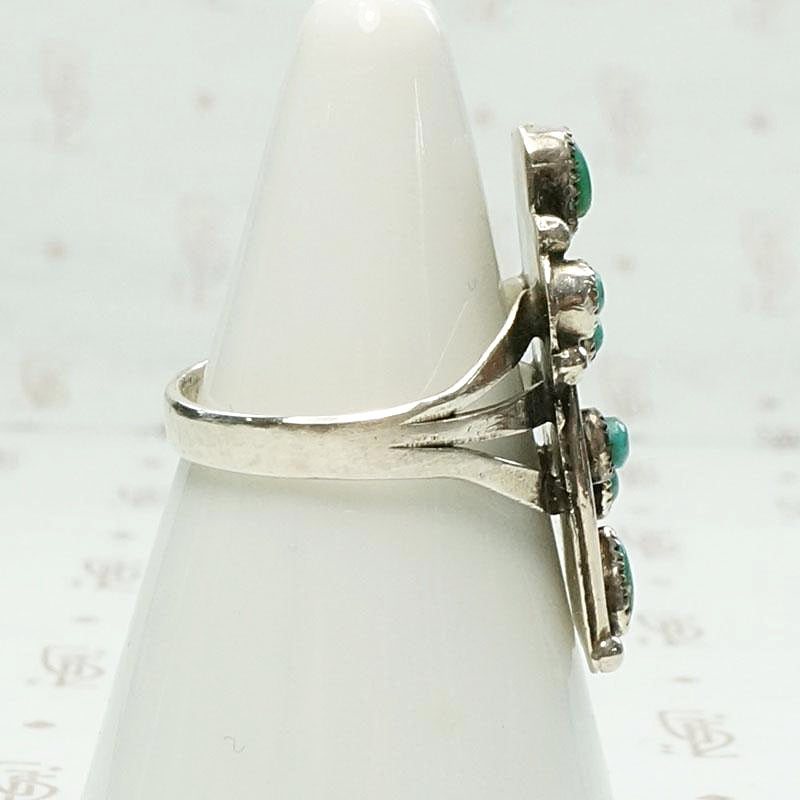 Deep Green Turquoise Petit Point Ring