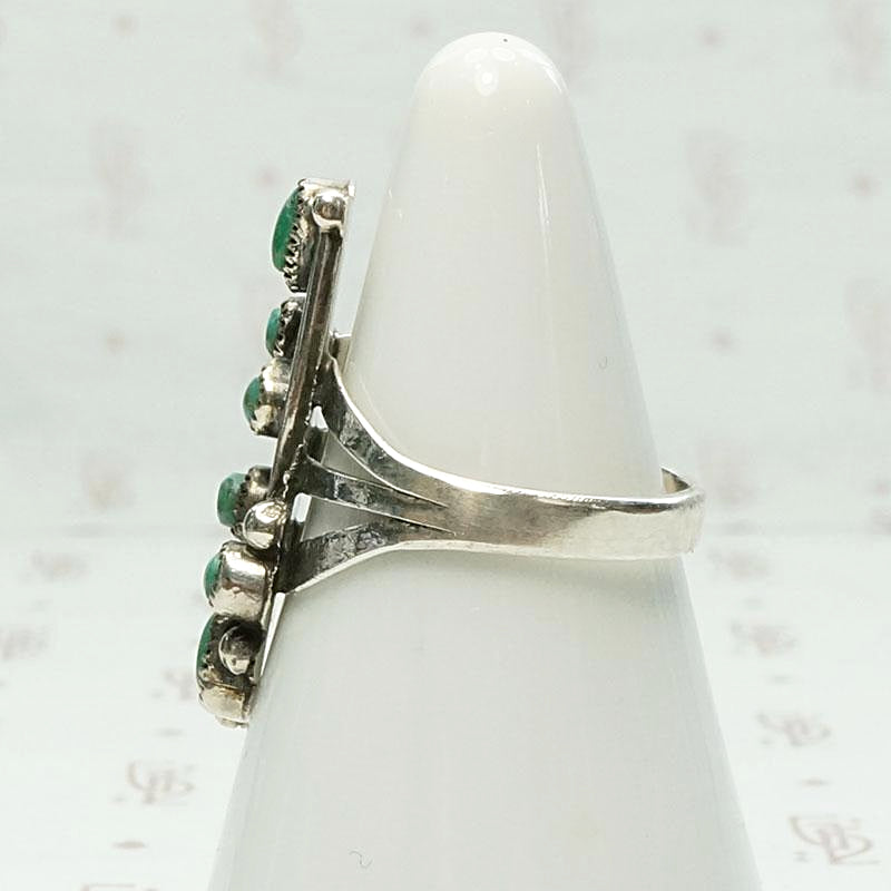 Deep Green Turquoise Petit Point Ring