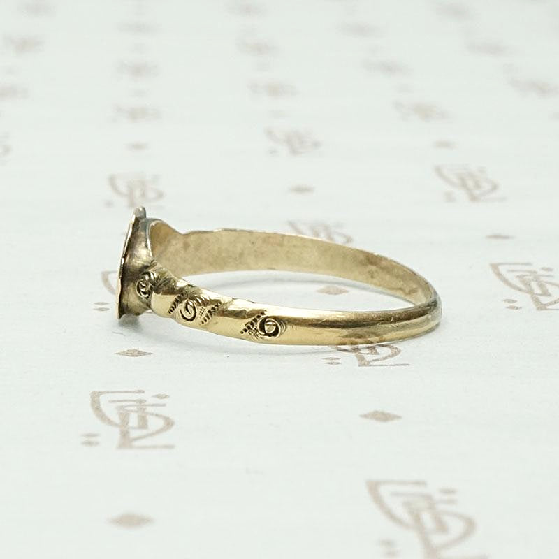Hand Engraved "AH" Signet Ring with Roses