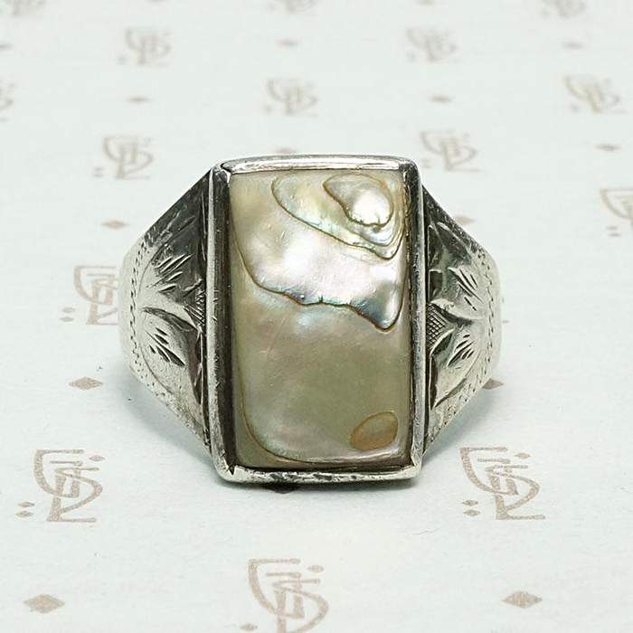 Early Silver & Abalone Ring in a Larger Size