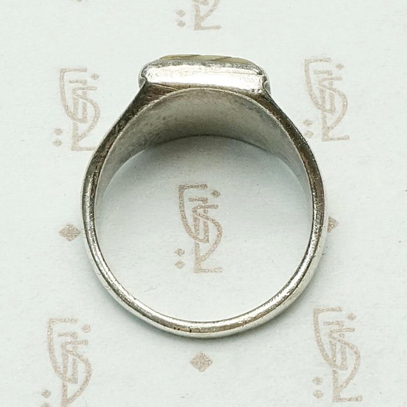 Early Silver & Abalone Ring in a Larger Size, top view