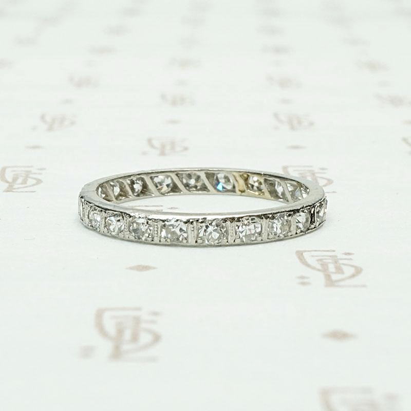 Old Mine & Old European Cut Diamond Eternity Band in Platinum
