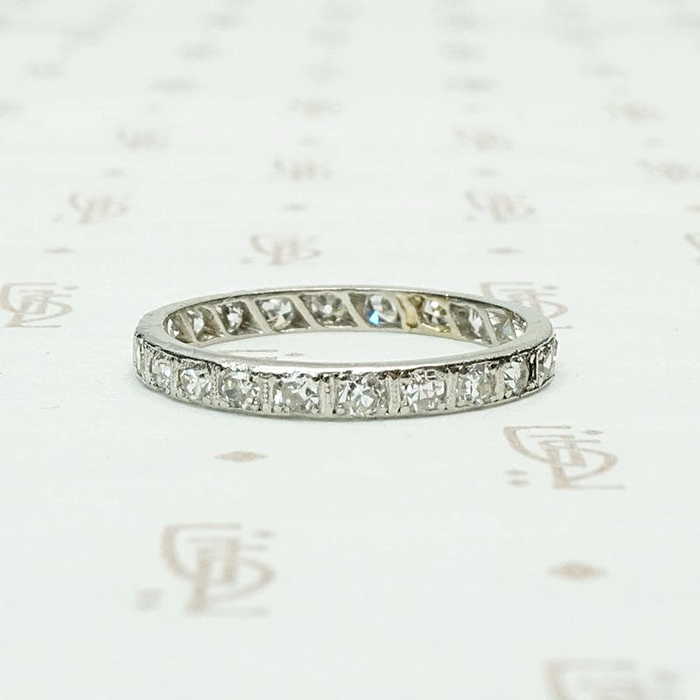 Old Mine & Old European Cut Diamond Eternity Band in Platinum